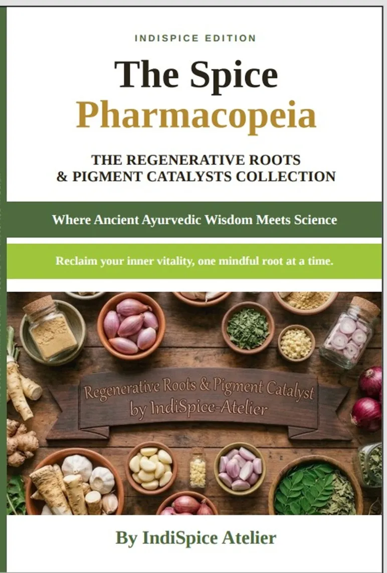 Cover of The Spice Pharmacopeia Volume VI: The Regenerative Roots & Pigment Catalysts Collection by IndiSpice Atelier